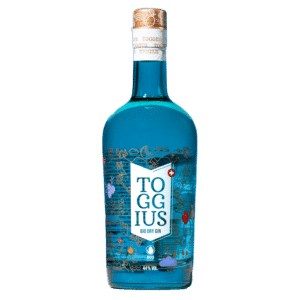Eine Flasche vom Toggius - Dry Gin aus dem Toggenburg - einmalige Zusammensetzung, hohe Qualität, edles Design